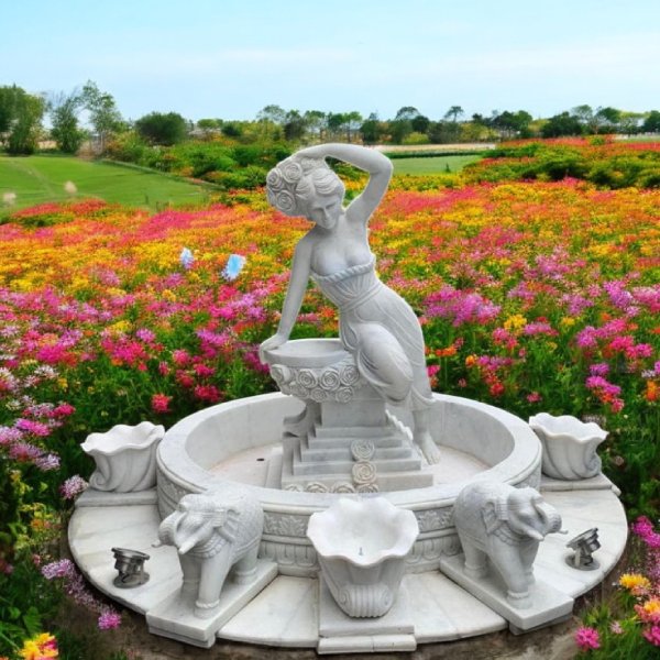 White Marble Lady Fountain